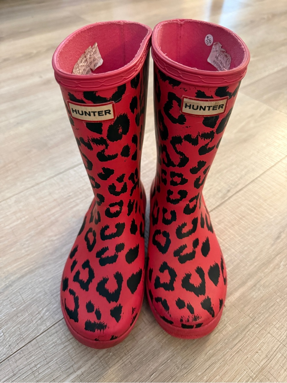 Hunter Kids Pink Leopard Print Rain Boots - Size 13